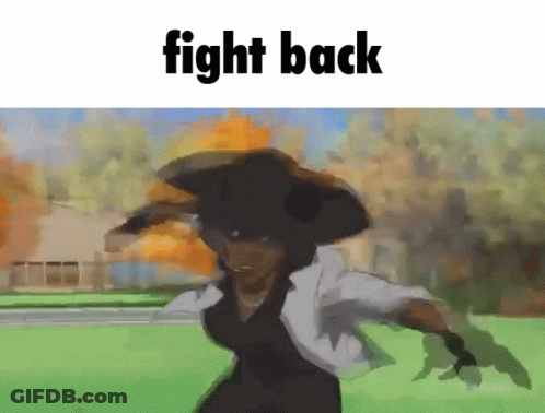 A Cartoon Of A Woman In A Hat With The Words Fight Back Below Her GIF