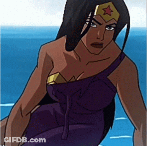 A Cartoon Of A Woman In A Purple Dress With A Star On Her Head . GIF