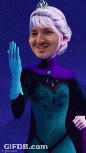 A Cartoon Of A Woman In A Purple Dress With The Text Let It Go GIF