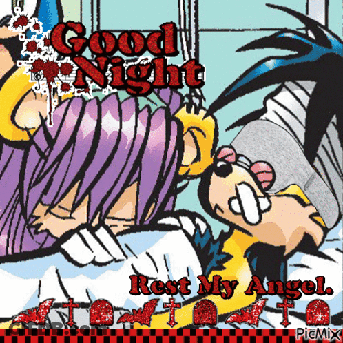 Cartoon Woman Lying On Bed Saying Good Night GIF