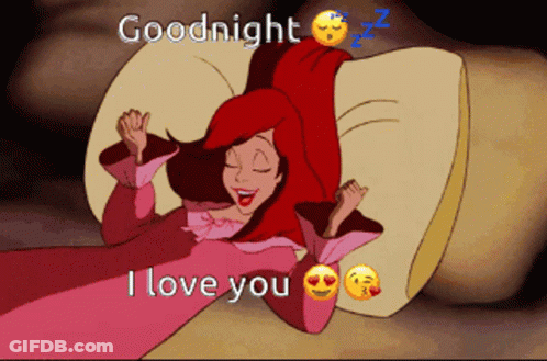A Cartoon Of A Woman Laying On A Bed With The Words Goodnight I Love You GIF