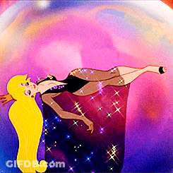A Cartoon Of A Woman Laying On Her Back In A Ball GIF