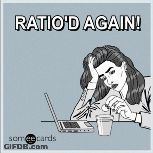 A Cartoon Of A Woman Looking At A Laptop With The Words Ratio 'D Again Written On The Bottom GIF