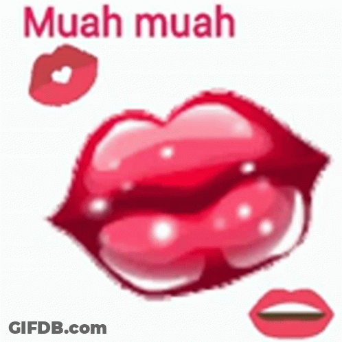 A Cartoon Of A Woman 'S Lips With A Heart Shaped Kiss Coming Out Of It . GIF