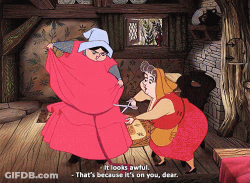 A Cartoon Of A Woman Saying " It Looks Awful " GIF