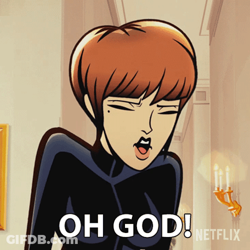 A Cartoon Of A Woman Saying Oh God In Front Of A Netflix Logo GIF