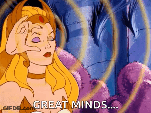 A Cartoon Of A Woman Scratching Her Head With The Words Great Minds Behind Her GIF