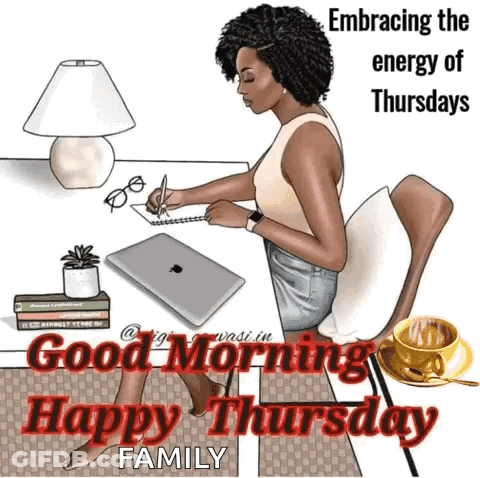 A Cartoon Of A Woman Sitting At A Desk With A Laptop And A Cup Of Coffee GIF