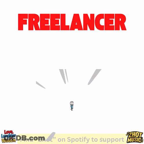 A Cartoon Of A Woman Sitting At A Desk With The Word Freelancer On It GIF