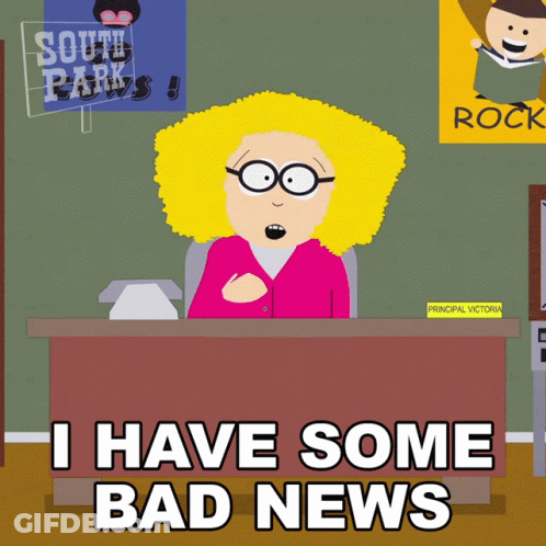 Cartoon Woman Sitting At Desk Saying I Have Some Bad News GIF