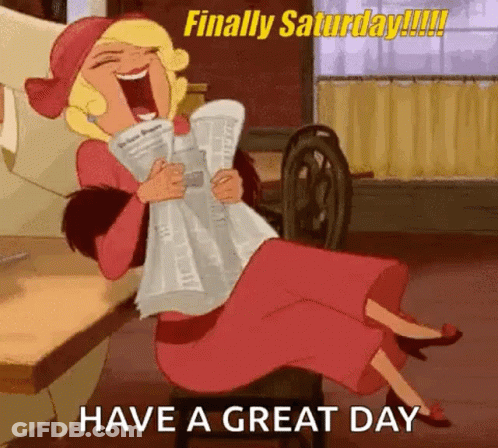A Cartoon Of A Woman Sitting On A Chair Holding A Newspaper . GIF