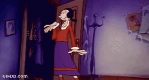 A Cartoon Of A Woman Standing In A Doorway GIF
