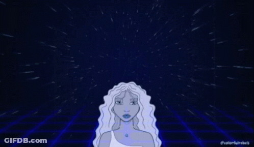 A Cartoon Of A Woman Standing In Front Of A Sign That Says Level Up GIF