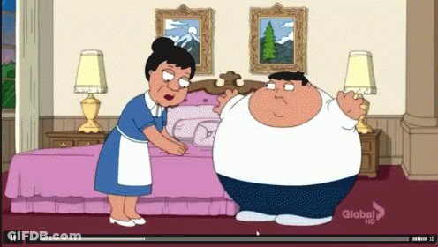 A Cartoon Of A Woman Standing Next To A Fat Man With The Word Global On The Bottom GIF