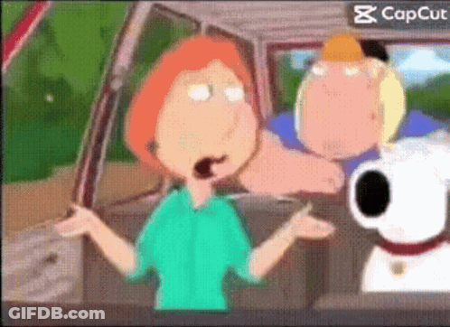 A Cartoon Of A Woman Talking To A Man And A Dog In A Car GIF