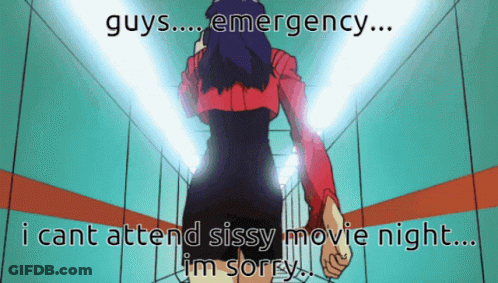 A Cartoon Of A Woman Walking Down A Hallway With The Caption Guys Emergency GIF