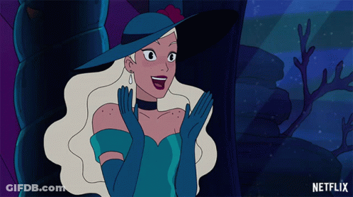 A Cartoon Of A Woman Wearing A Blue Hat And Gloves With A Netflix Logo In The Corner GIF