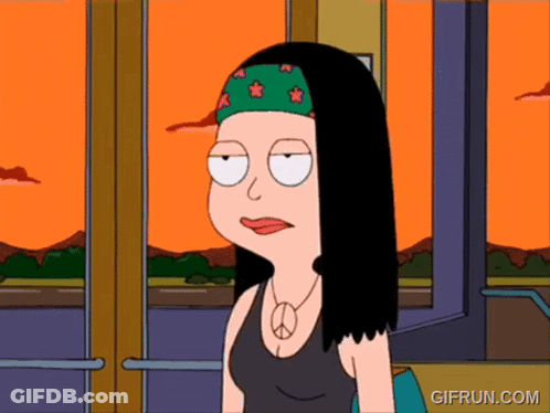 Cartoon Woman Wearing Headband And Peace Sign GIF