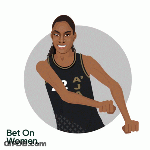 A Cartoon Of A Woman Wearing A Jersey That Says A On It GIF