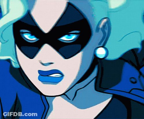 A Cartoon Of A Woman Wearing A Mask With Blue Lips GIF