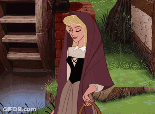 A Cartoon Of A Woman Wearing A Purple Scarf GIF