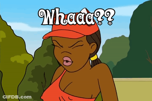 A Cartoon Of A Woman Wearing A Red Hat With The Words Whaaa Written Above Her GIF