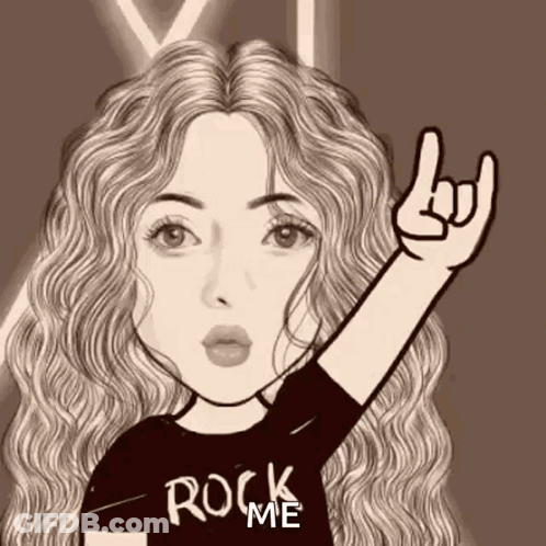 A Cartoon Of A Woman Wearing A Rock Me Shirt GIF