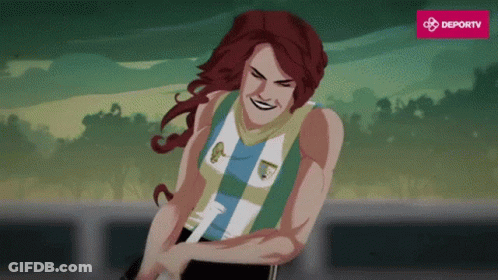A Cartoon Of A Woman Wearing A Shirt That Says Argentina On It GIF