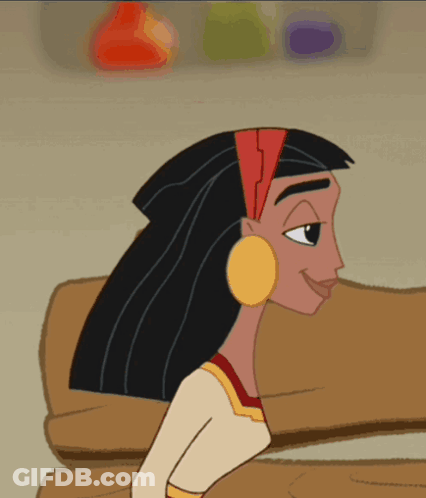 A Cartoon Of A Woman Wearing Earrings And A Red Headband GIF