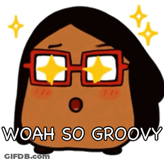 A Cartoon Of A Woman Wearing Glasses With The Words Woah So Groovy Below Her GIF