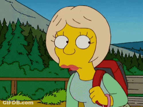 A Cartoon Of A Woman With A Backpack On Her Back GIF