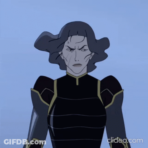 Cartoon Woman With Blue Background And Clideo.com Text GIF