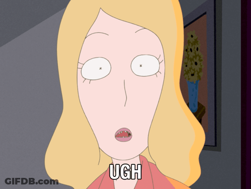 A Cartoon Of A Woman With A Surprised Look On Her Face And The Word Ugh Above Her GIF