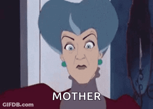 A Cartoon Of A Woman With A Surprised Look On Her Face Says Mother GIF