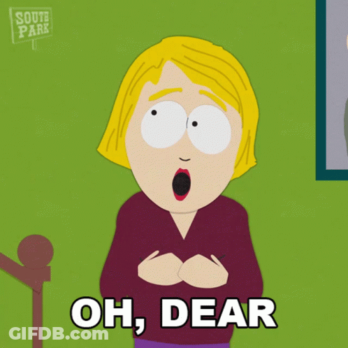 A Cartoon Of A Woman With A Surprised Look On Her Face Says Oh Dear GIF