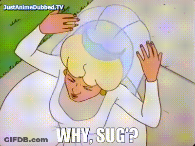 A Cartoon Of A Woman With A Veil On Her Head And The Words Why Suc GIF
