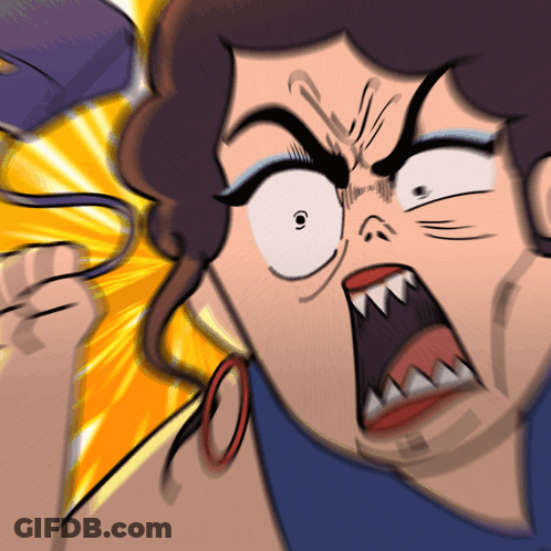 A Cartoon Of A Woman With A Very Angry Expression On Her Face GIF