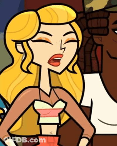 A Cartoon Of A Woman With Blonde Hair And A Red Lip GIF