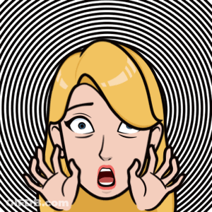 A Cartoon Of A Woman With Her Mouth Open And Her Hands On Her Face GIF
