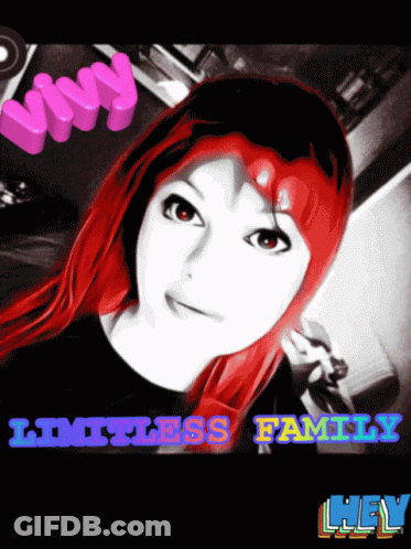 A Cartoon Of A Woman With Red Hair And The Words Limitless Family GIF