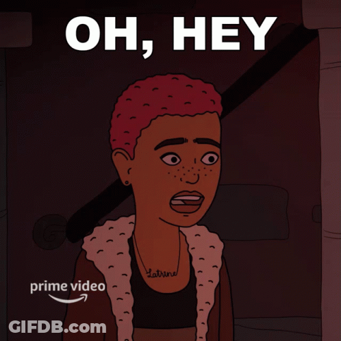 A Cartoon Of A Woman With Red Hair And The Words Oh Hey Above Her GIF