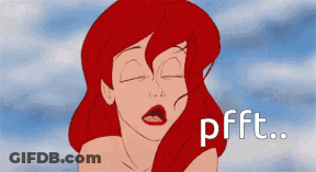 A Cartoon Of A Woman With Red Hair And The Words Pfft On The Bottom GIF
