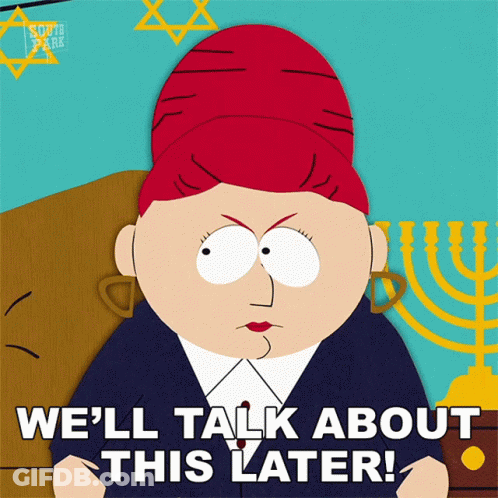 A Cartoon Of A Woman With Red Hair Says We 'Ll Talk About This Later GIF