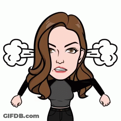 A Cartoon Of A Woman With Smoke Coming Out Of Her Ears And A Fist In Her Hand . GIF