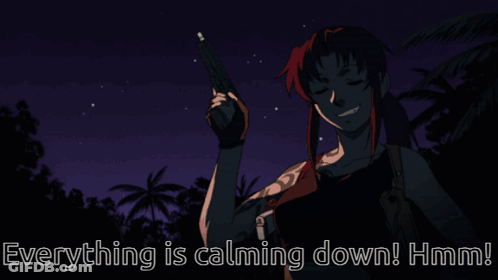 A Cartoon Of A Woman With The Words Everything Is Calming Down Hmm GIF