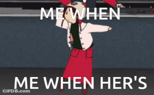 A Cartoon Of A Woman With The Words Me When Me When Her 'S GIF