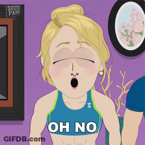 A Cartoon Of A Woman With The Words Oh No On Her Shirt GIF