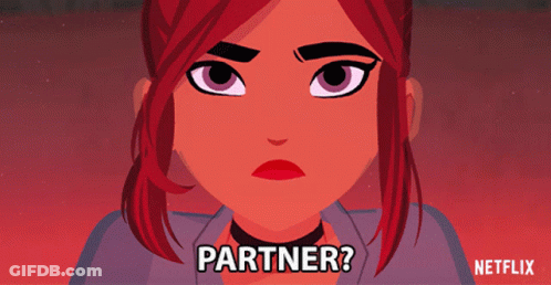A Cartoon Of A Woman With The Words Partner Written On The Bottom GIF