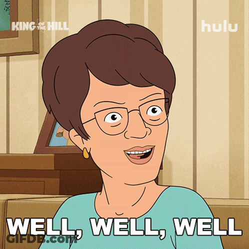A Cartoon Of A Woman With The Words Well Well Well GIF