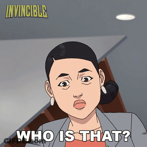 A Cartoon Of A Woman With The Words " Who Is That " Below Her GIF